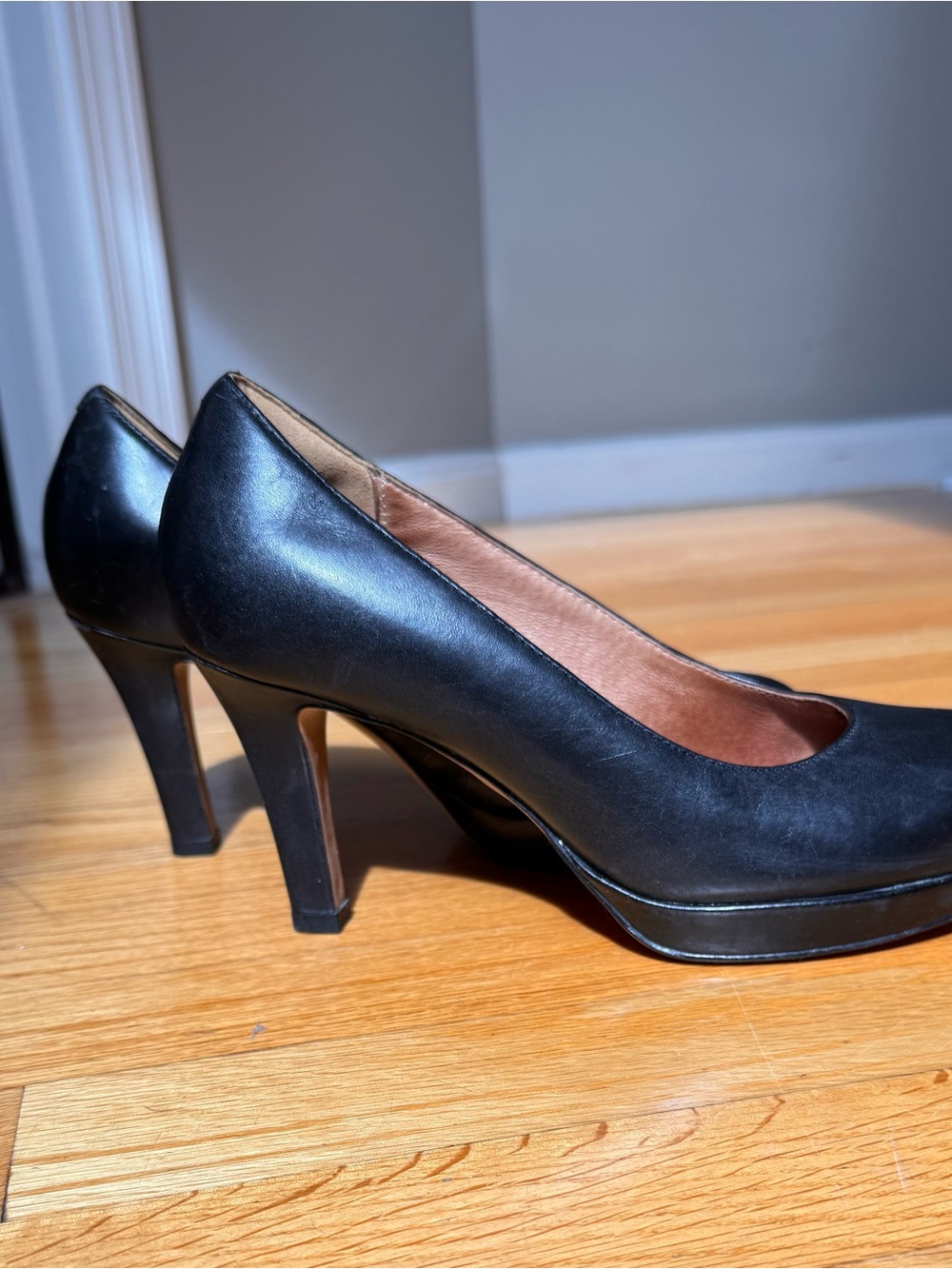 Clarks Black Leather Mid-Height Heels